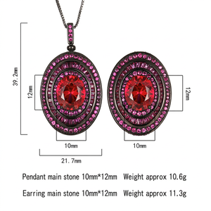 New Arrivals Eco-friendly Copper 10*12MM <b>Cubic</b> <b>Zirconia</b> Black Gold Plated Classic Wedding Engagement Pendant Earrings <b>Rings</b> - Product Image 3