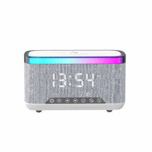 Altavoz Bluetooth Portátil con Cargador Inalámbrico de 15w, Reloj Despertador, Luz LED RGB de Colores, Lámpara de Escritorio, <span class=keywords><strong>Radio</strong></span> <span class=keywords><strong>FM</strong></span> para Sala de Estar o Mesita de Noche - Product Image 1