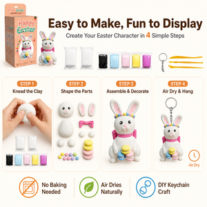 Kit de Arcilla Seca al Aire para Manualidades de Pascua al por Mayor - Set de Arcilla de Modelar No Tóxica con Temática de Conejitos para Niños, Regalo y Decoración Festiva Todo en Uno, OEM - Product Image 4