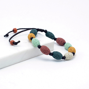 Perles En <span class=keywords><strong>Pierre</strong></span> naturelle Bijoux Huile Essentielle Diffuseur Réglable Couleur Mixte Tambour <span class=keywords><strong>Lave</strong></span> <span class=keywords><strong>Volcanique</strong></span> Perle Bracelet - Product Image 4