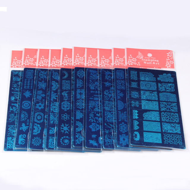 Wholesale Stainless Steel 20 Different Various Deep and Clear Texture Flower Pattern Nail Art Stamping Plates Set