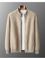 Ensemble en cachemire et laine avec fermeture éclair, automne et hiver, nouveau modèle pour homme, col montant, ensemble décontracté tendance, ensemble épais en deux pièces