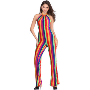 Nouveau Halloween scène Performance classique femmes 70's arc-en-ciel fantaisie <span class=keywords><strong>Disco</strong></span> combinaison <span class=keywords><strong>carnaval</strong></span> fête Cosplay coloré <span class=keywords><strong>Disco</strong></span> Costume - Product Image 4
