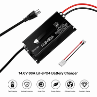 Chargeur AC-DC à charge rapide 14,6V 70A 80A pour batterie lithium LiFePO4 12V 140Ah 300Ah 460Ah 560Ah 600Ah avec protection multiple et ventilateur