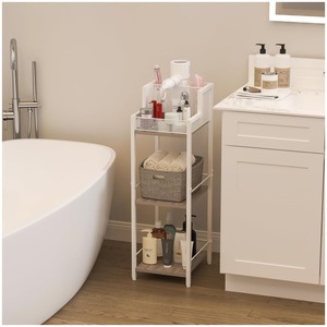 Estante de Almacenamiento de Tres Niveles, Blanco, 3 Pisos, Estantes Independientes para Baño - Product Image 3