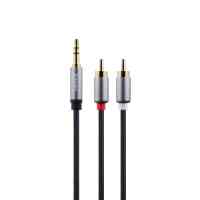 Câble audio plaqué or 24 carats de haute qualité 3,5 mm vers RCA avec coque en alliage d'aluminium pour lecteur DVD et audio professionnel MP3