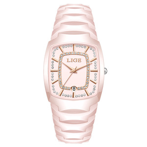 นาฬิกาข้อมือ LIGE LG89189 สีทองดำ สำหรับผู้หญิง หรูหรา ประดับเพชร ดีไซน์สวยงาม ระบบควอตซ์ ตัวเรือนเซรามิก กันน้ำ ของขวัญสำหรับผู้หญิง - Product Image 2