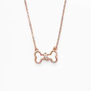 A2109 mode or rose s925 collier en argent sterling os pendentif collier bijoux en gros pour les femmes