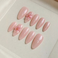 10 pièces blanc français ongles pointe 3d fait à la main sculpté fleur manucure peint à la main court carré couverture complète à la main presse sur les ongles