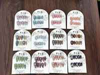 Faux ongles JIAZHIMU faits main, forme cercueil, amande, papillon, français, marron, haute qualité, réutilisables, pour salon de manucure, forme carrée