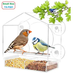 Outside Garden Bird Feeder PC Plastic Wild Food Window Bird Feeder With 4 Suction Cups