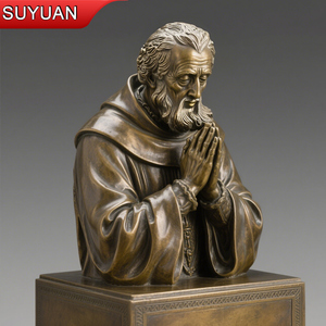 Statue en bronze moderne Saint François Assise Sculpture de figure religieuse populaire <span class=keywords><strong>pour</strong></span> églises Statues religieuses catholiques priant - Product Image 4