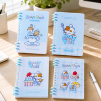 Cuaderno A6 de PP con diseño de gato de dibujos animados, 70 hojas, papel rayado de 80g, mini diario portátil para niños y estudiantes