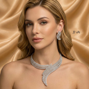 Luxury Brass Cubic Zirconia <b>Choker</b> Necklace Set Elegant <b>Silver</b> Plated CZ Crystal Indian Bridal Jewelry For Women - Product Image 1