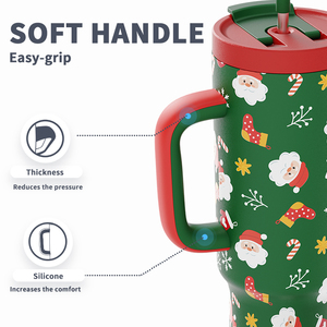 Ly giữ nhiệt Giáng Sinh 2024 mới, ly Giáng Sinh 40 oz, ly giữ nhiệt có ống hút và quai cầm, đang bán - Product Image 2