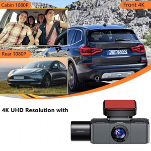 3 İnç Sürüş Kaydedici Araç Kamerası 3 Kameralı 4K Ön 2K İç 2K Geri Görüş Kamerası Araç Güvenlik Kamerası Döngü Kayıtlı Kamera Fabrikası - Product Image 3