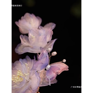 Handmade Silk Hair <b>Clip</b> Purple Floral Side <b>Clip</b> Women Headdress Yunnan Origin Manual Crafted Tang Dynasty Style - Product Image 4