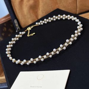 Alambre de acero de tungsteno tejido a mano, adornado con perlas naturales de agua dulce de 3-4mm, chapado al vacío, <span class=keywords><strong>nunca</strong></span> se desvanece - Product Image 1