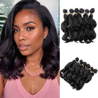 Extensiones de Cabello Sintético Ondulado Profundo Ody Weave, Rizado al Agua, 14 Pulgadas, 300g, 6 Piezas/Set, Paquetes de Cabello Ondulado Ombre para Mujer