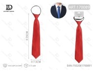 Cravatta con cerniera rosso vivo 7,5 cm x 35 cm, pre-annodata, formale, in poliestere resistente - Product Image 3