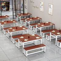 Table à manger rectangulaire en bois et acier, mobilier de restaurant commercial, cantine, design moderne