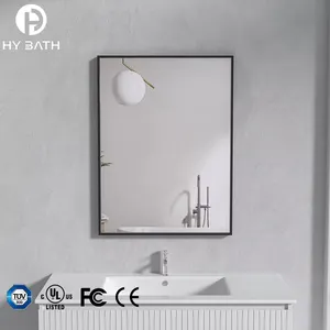 Customized Home Hotel Square Large Black Framed Mirror Metal Aluminium Alloy Makeup Wall Bathroom Mirror