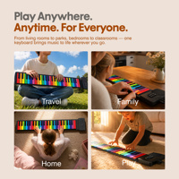 Clavier de piano électronique numérique portable Q1 à 49 touches, flexible en silicone, pliable, avec haut-parleur intégré, rechargeable