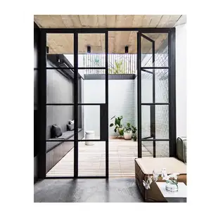 Modern cam paneller ön Sidelight giriş salıncak çift kapı ile ana kapı ferforje dış siyah çelik