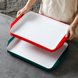 Bandeja de Servir de Melamina Rectangular Roja, Blanca, Verde Oscuro, Blanca, Color Sólido, para Uso en Hoteles y Restaurantes - Product Image 1
