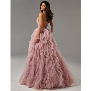Sexy con spalline sottili <span class=keywords><strong>abiti</strong></span> <span class=keywords><strong>da</strong></span> <span class=keywords><strong>sera</strong></span> su misura festa formale principessa Organza matrimonio abito <span class=keywords><strong>da</strong></span> ballo - Product Image 2