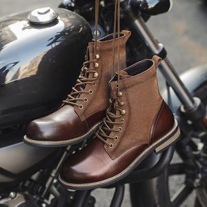 Retro Fashion Men's Personalized Lace-up Ankle Waterproof Leather <b>Boots</b> Handcrafted Winter Outdoor Work 2025 New Trend - Product Image 6