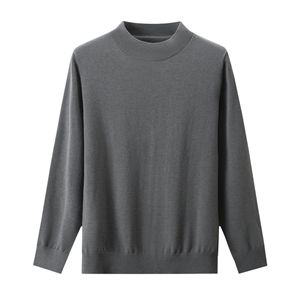 Custom OEM ODM Solid Knitted Half Collar <b>Pullovers</b> Washable Wool Cotton <b>Men</b> Sweater With Long Sleeves Knit - Product Image 3