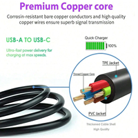 Kabel USB A ke USB C Tahan Lama Anti Tekuk Inti Tembaga Berlapis Timah Pengisian Cepat untuk Smartphone Grosir Kustomisasi Massal