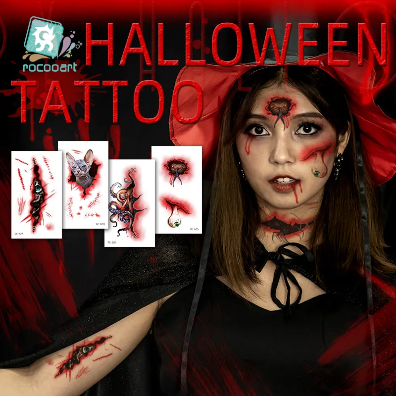 43 Different 3d Halloween Zombie Blood Lip Hand Tattoo Sticker Halloween Accessories Temporary Tattoo Fake Scar Tattoo Stickers