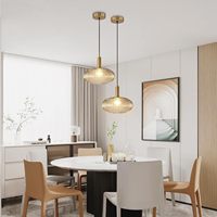 Lampe suspendue moderne en verre globe doré à LED, réglable, style vintage, pour cuisine, style mid-century