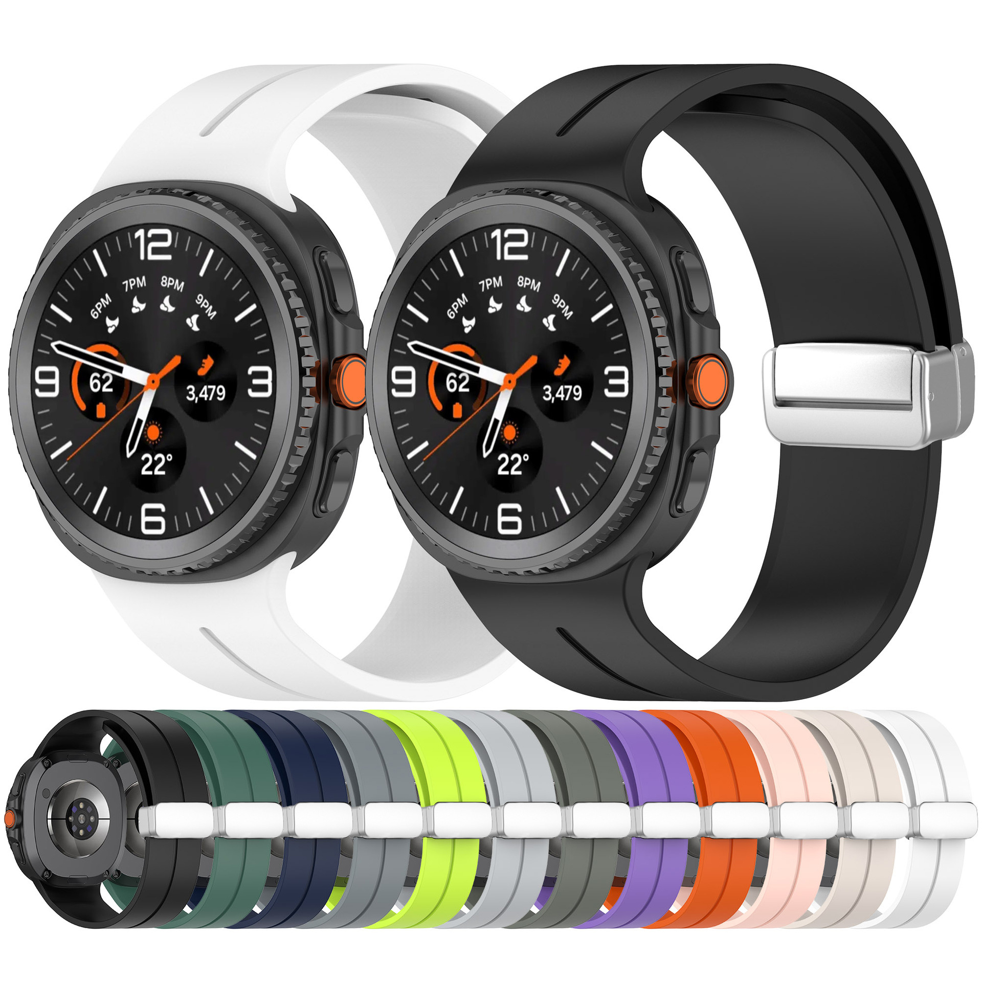 Силиконовый ремешок для Samsung Watch 8/8 классический черный складной с пряжкой совместимый дышащий спортивный смарт-ремешок для часов