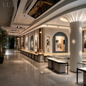 Vitrine de luxe personnalisable en verre trempé et acier inoxydable avec éclairage LED pour la présentation de bijoux - Product Image 3
