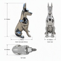 Escultura de Metal de Doberman en Acero Inoxidable Espejado, Escultura de Metal Personalizada de Animales Grandes para Decoración de Jardín de Hoteles de Lujo