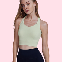 Soutien-gorge de sport antichoc à bretelles larges et évidées dans le dos croisé avec sangle de poitrine
