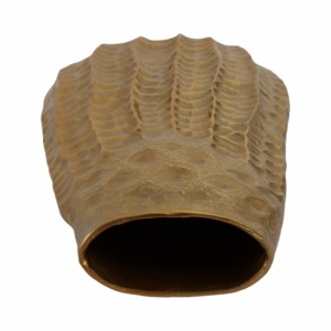 Vaso scultoreo in metallo con finitura dorata testurizzata per l'arredamento del soggiorno - Product Image 6