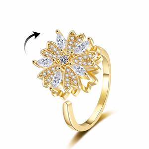 Rotatable Spinner Fidget <b>Ring</b> Full Zircon Diamond Clover Rotating <b>Rings</b> for Anxiety Diamond Rotating Open <b>Adjustable</b> <b>Ring</b> - Product Image 1