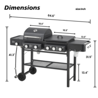 Barbecue portable au gaz propane en acier moderne modèle MQ SKJ avec plaque de cuisson antiadhésive à chauffage uniforme et allumage piézoélectrique, noir