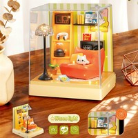 Decoración del Hogar, Casa en Miniatura para Manualidades, Rompecabezas 3D, Cabaña de Plástico, Cafetería, Tienda de Conveniencia, Bloques de Construcción de Modelos, 62 Piezas