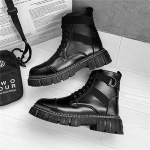 Botas de tobillo con cordones para hombre, negras, ligeras, cómodas para el verano, antideslizantes, transpirables, zapatos que aumentan la altura - Product Image 4