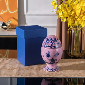 Vintage Floral Porcelain <b>Egg</b> Shaped Storage Jar With Lid Decorative Table Centerpiece Home Dining Room Desktop Ornament Gift Box - Product Image 4