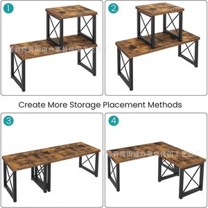 Organizador de Escritorio de Madera con Dos Niveles y Estructura de Hierro para Oficina, Apilable y Compacto - Product Image 5