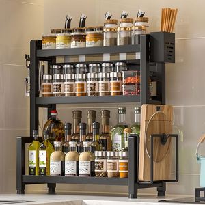 Étagère de rangement de cuisine multi-niveaux, porte-couteaux, porte-baguettes, support pour huile, sel, sauces, vinaigre - Product Image 1