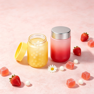 Bocaux en verre ronds ambrés vides avec doublures intérieures blanches et couvercles noirs – Contenants en verre haut de gamme pour crèmes - Product Image 4