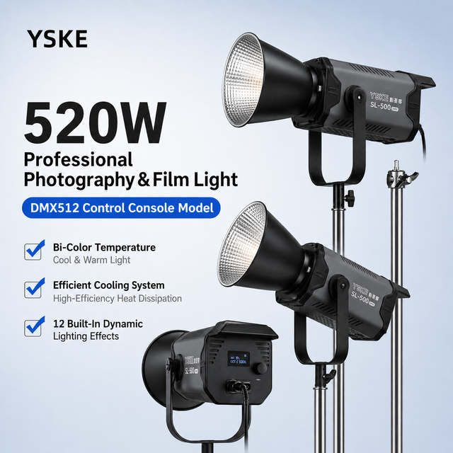YSKE 300W 500W COB LED Video Studio Light Bi Color Photography Lighting APP DMX512 Control Wholesale OEM ODM Factory