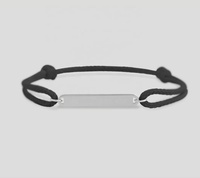 Bracelet en acier inoxydable plaqué or PVD 18 carats, gravable, résistant au ternissement, avec breloque barre personnalisable et cordon ciré